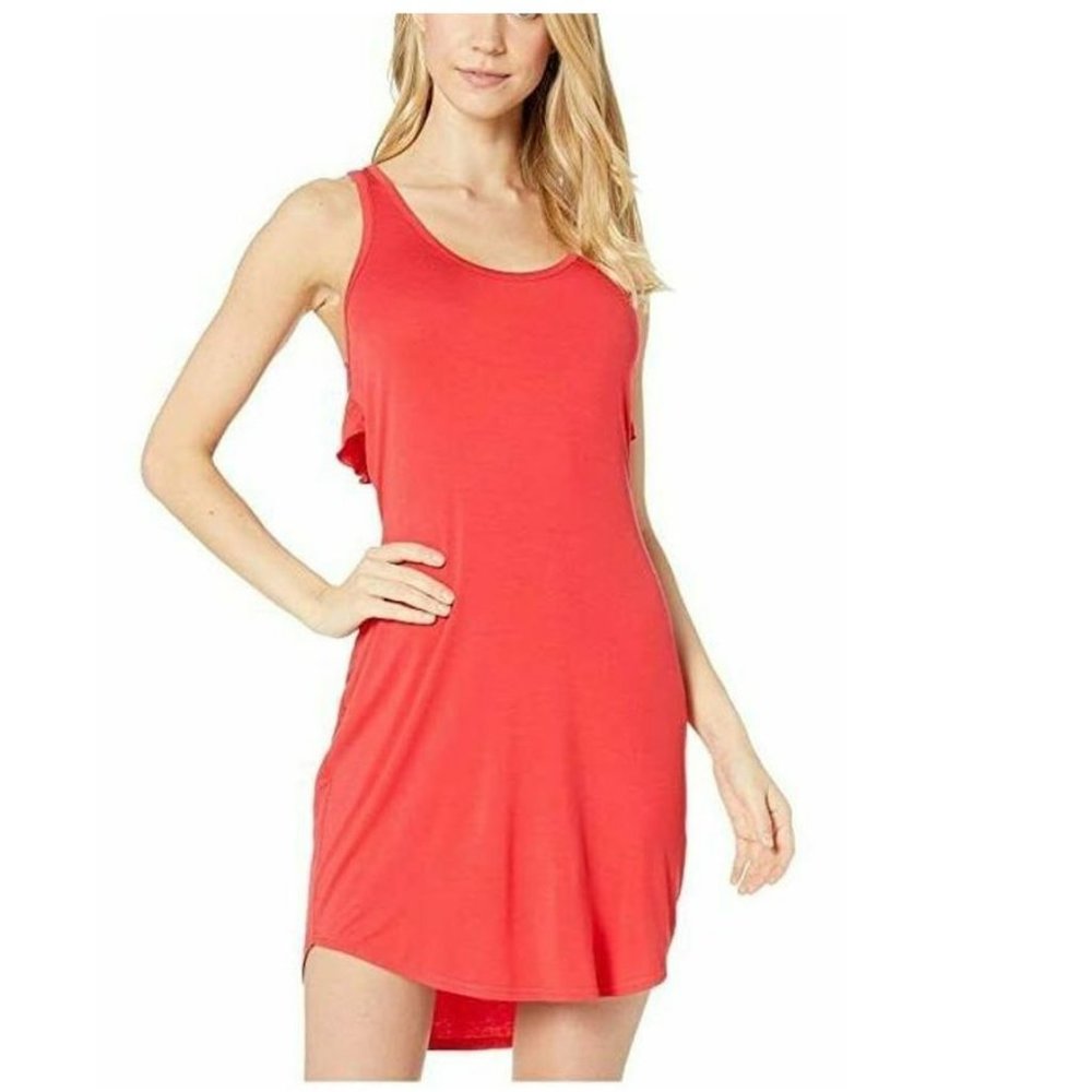 Chaser Cool Jersey Ruffle Racerback Mini Dress - Women's Size M - Lollipop NEW!